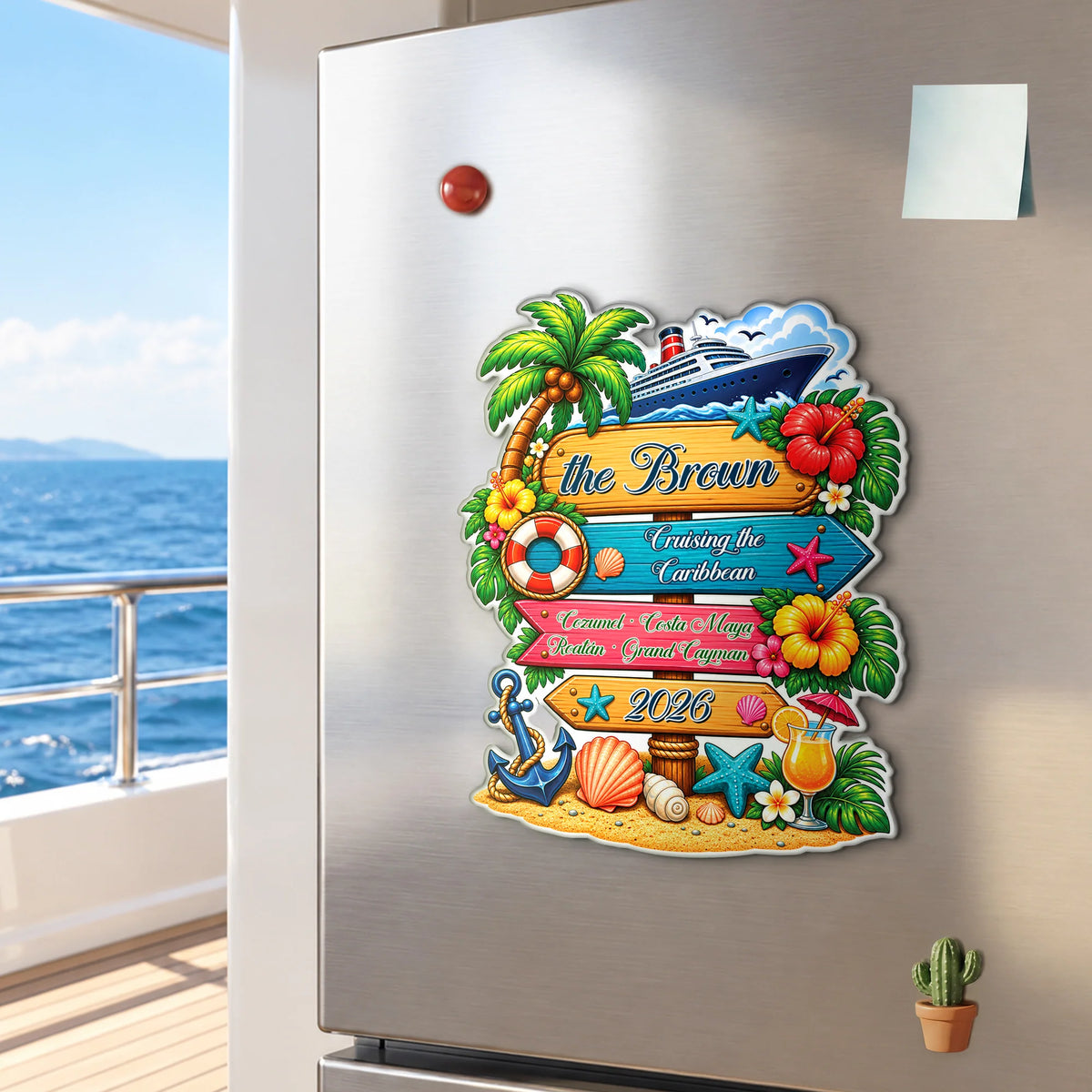 Cruising the Caribbean Personalized Cruise Magnet - Custom Summer Vacation Keepsake for Familys