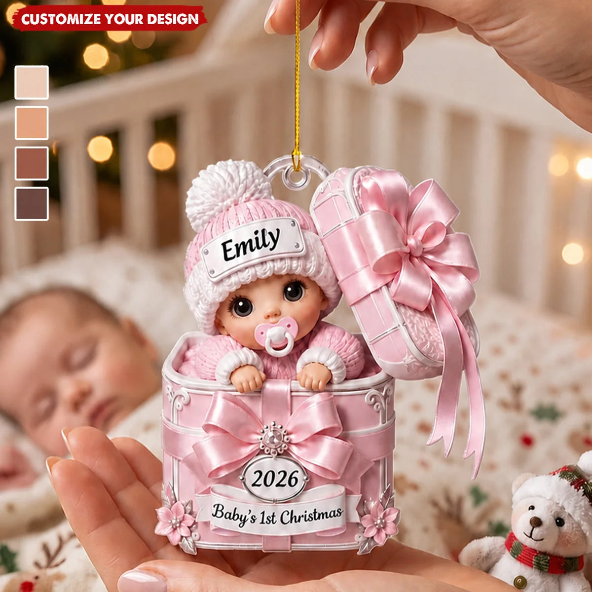 Baby's 1st Christmas Personalized Acrylic Ornament - Custom Newborn Holiday Keepsake Gift