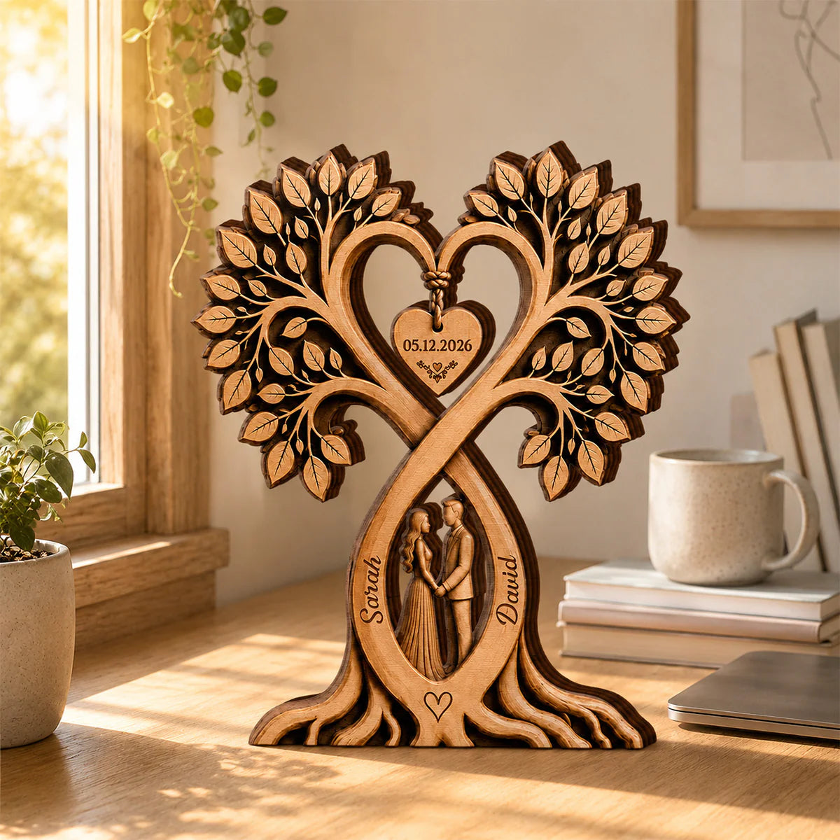 Custom Couples Anniversary Wooden Plaque for Wife with personalized design details for meaningful gifting