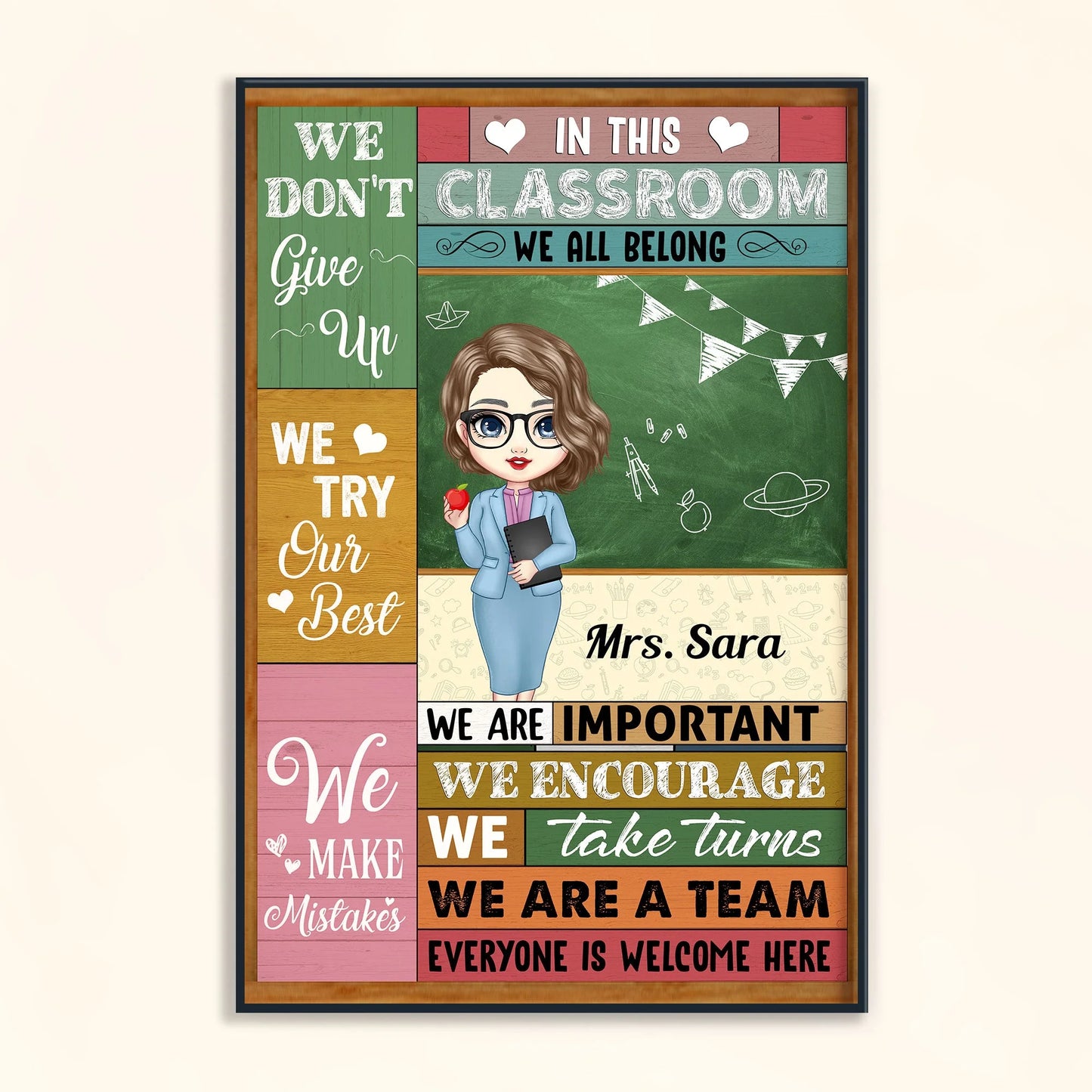 In This Classroom We're A Team - Personalized Poster/Canvas - Christmas, Loving, Welcome Gift For Classrooms, Teachers & Students