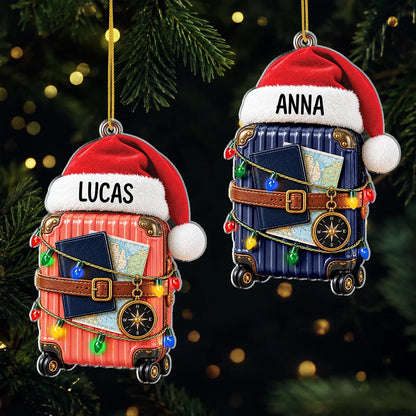 Suitcase Adventure Personalized Travel  Acrylic Ornament - Custom Christmas Keepsake for Family