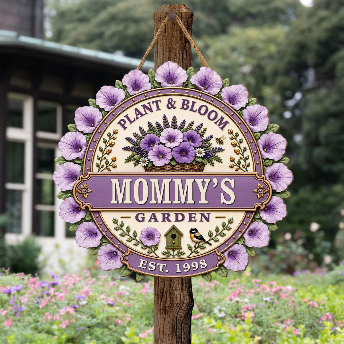 Plant And Bloom Personalized Wood Sign - Custom Grandma Garden Gift