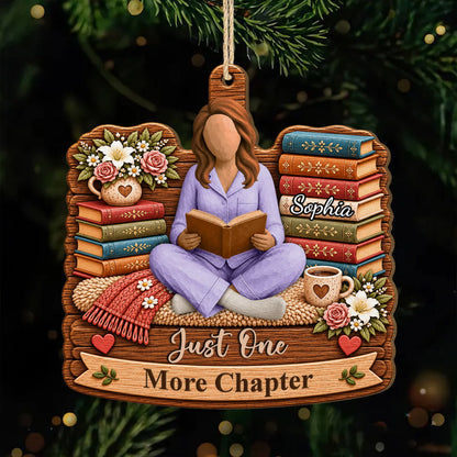 Just A Girl Who Loves Books Personalized Wooden Ornament - Reader Christmas Gift for Book Lovers