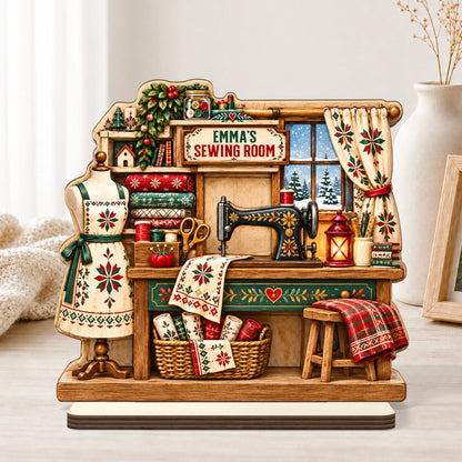 Personalized Sewing Room Wooden Plaque - Custom Gift for Craft Lovers