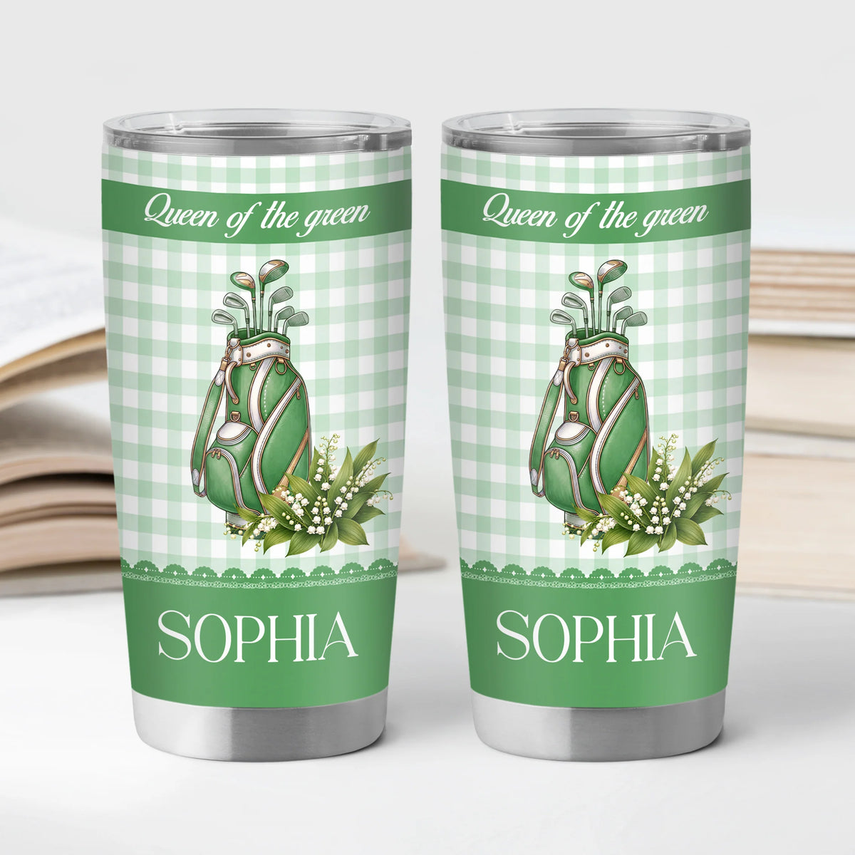 Queen of the Green - Personalized Golf Tumbler with Birth Month Flower for Women
