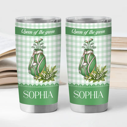 Queen of the Green - Personalized Golf Tumbler with Birth Month Flower for Women
