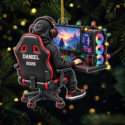 Gamer Setup Personalized Acrylic Ornament - Custom Christmas Tree Gift for Son & Boyfriend