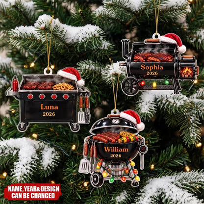 Grill Master Smoker Personalized Acrylic Ornament - Custom BBQ Christmas Keepsake Gift for Dad, Husband & Backyard Chef