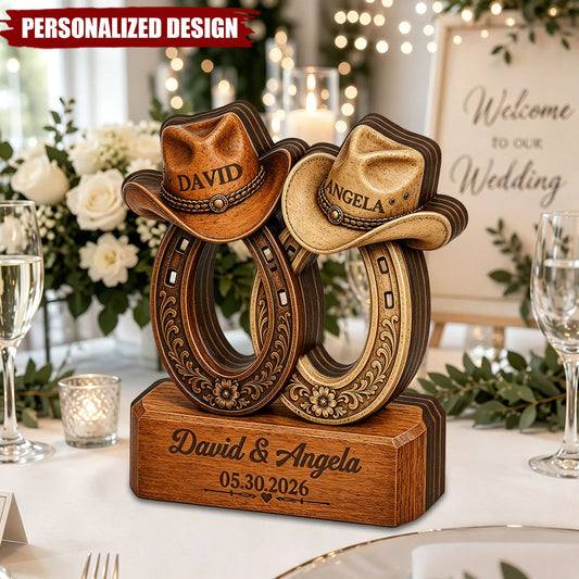 Custom Western Wedding Horseshoe for Couples with personalized design details for meaningful gifting