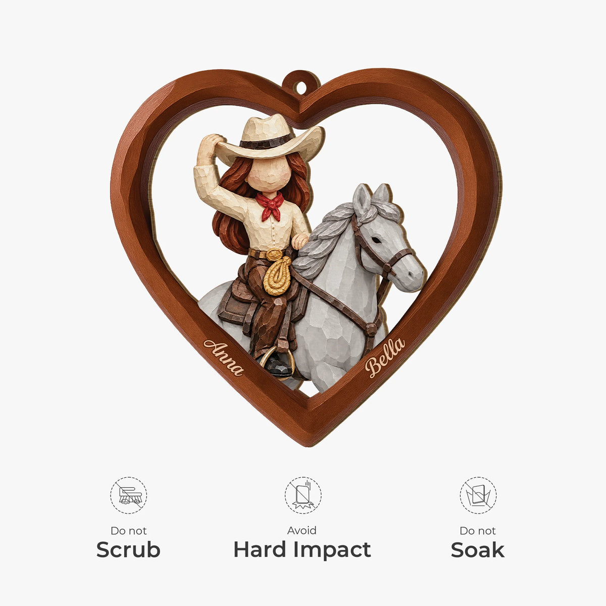 Personalized Horse Rider Wooden Ornament - Custom Christmas Keepsake Gift for Daughter