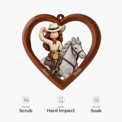 Personalized Horse Rider Wooden Ornament - Custom Christmas Keepsake Gift for Daughter