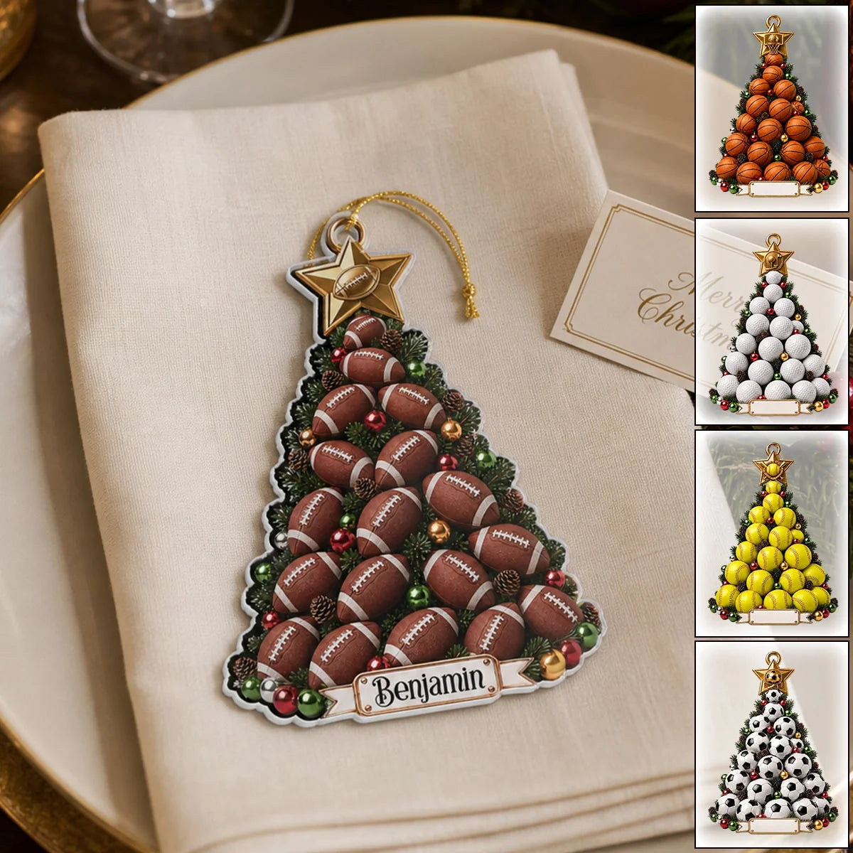 Game-Winning Sports Tree Personalized Acrylic Ornament - Custom Christmas Keepsake for Sports Fans