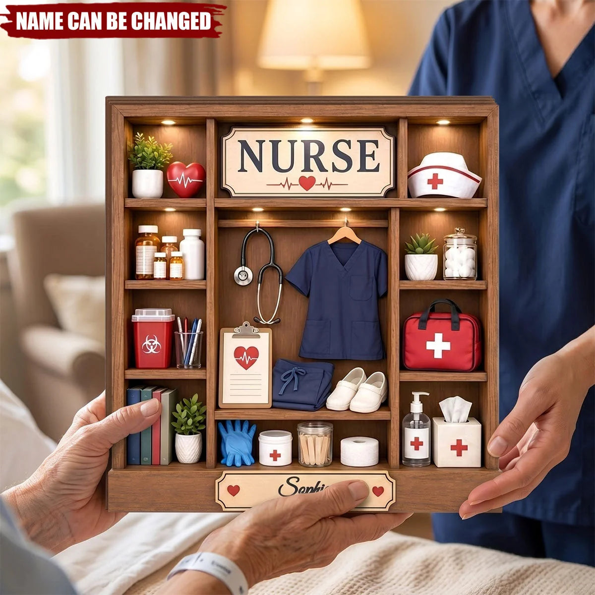 Personalized Nurse Wooden Block - Custom Medical Office Shelf Decor & Graduation Keepsake Gift