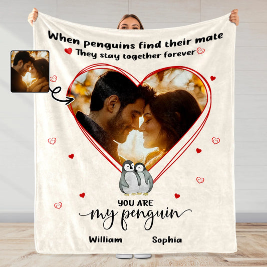 Penguin Couple Forever Love Throw Blanket