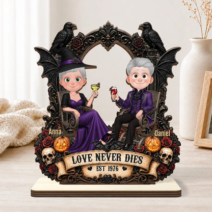 "Till Death Do Us Part" Personalized Couple Wooden Plaque - Spooky Halloween Anniversary Gift