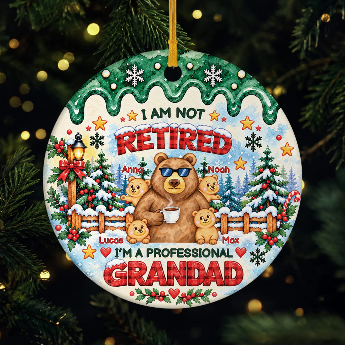 I Am Not Retired Personalized Ceramic Ornament - Funny Christmas Keepsake Gift for Grandpa Grandma