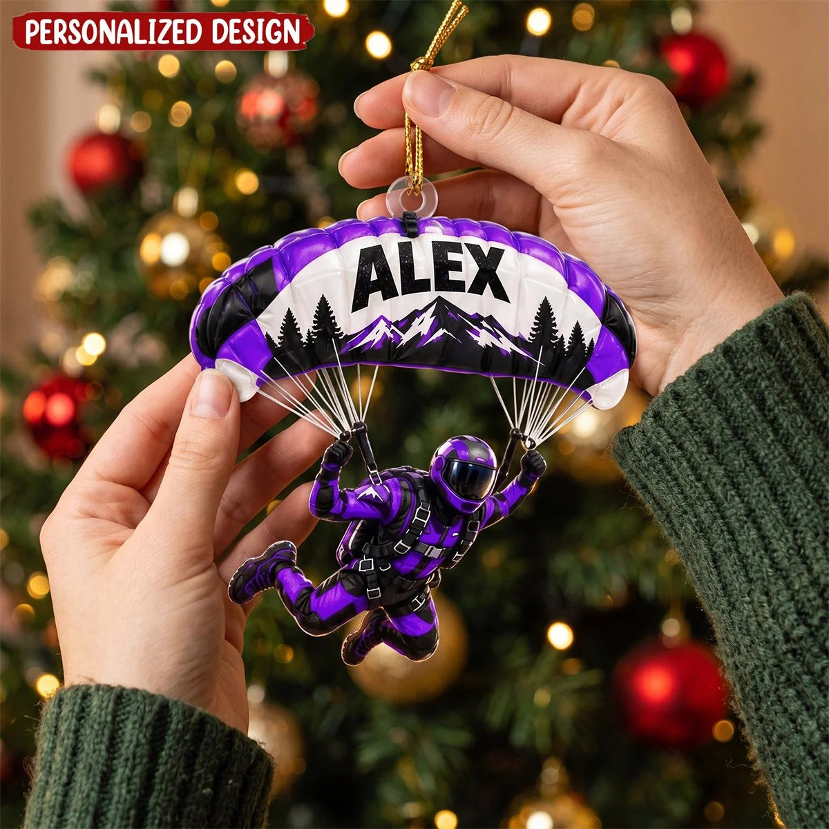 Personalized Skydiving Ornament - Custom Name Parachute Acrylic Christmas Keepsake Gift
