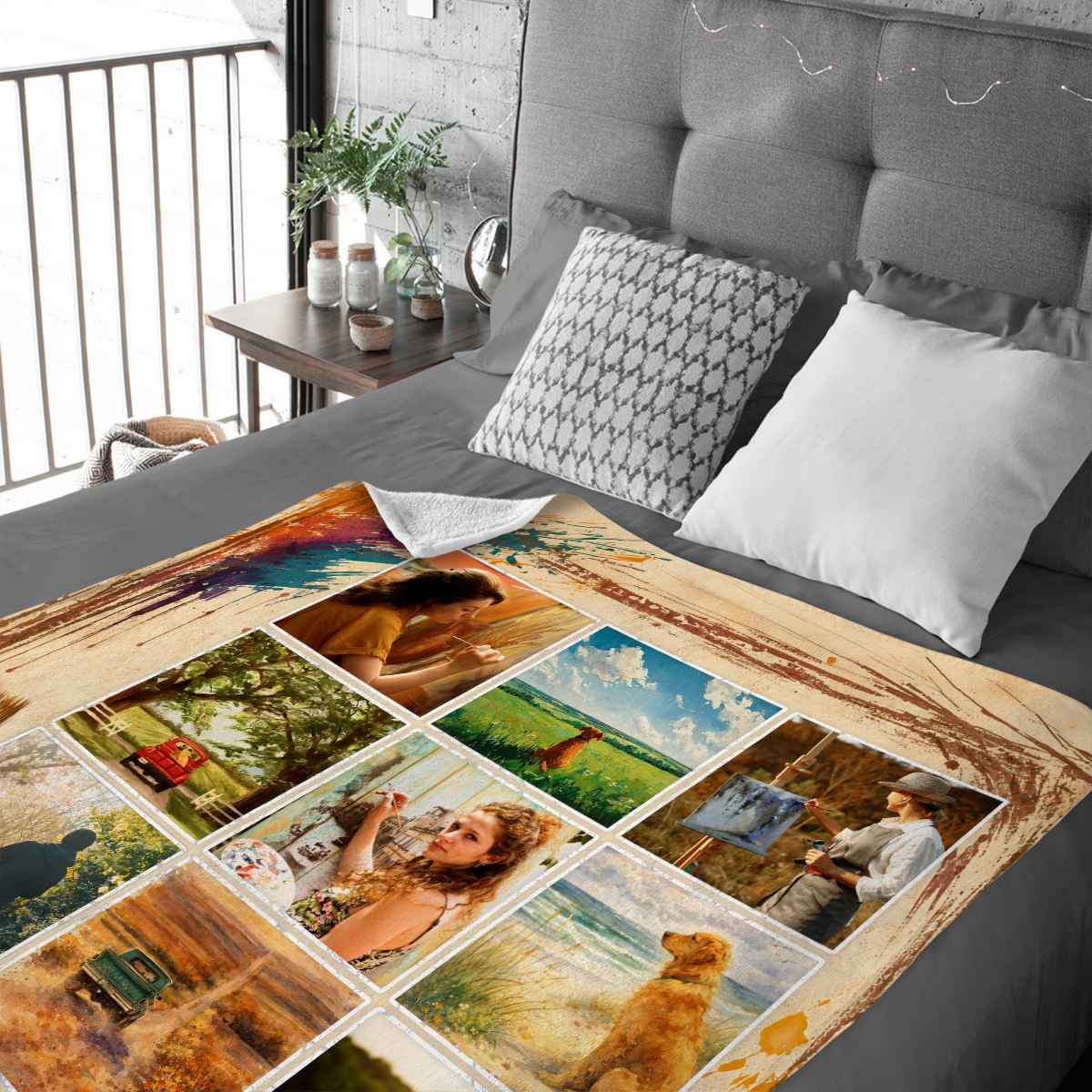 Custom Artist Portfolio Blanket - Personalized Painter Name Art Collage Throw for Creatives