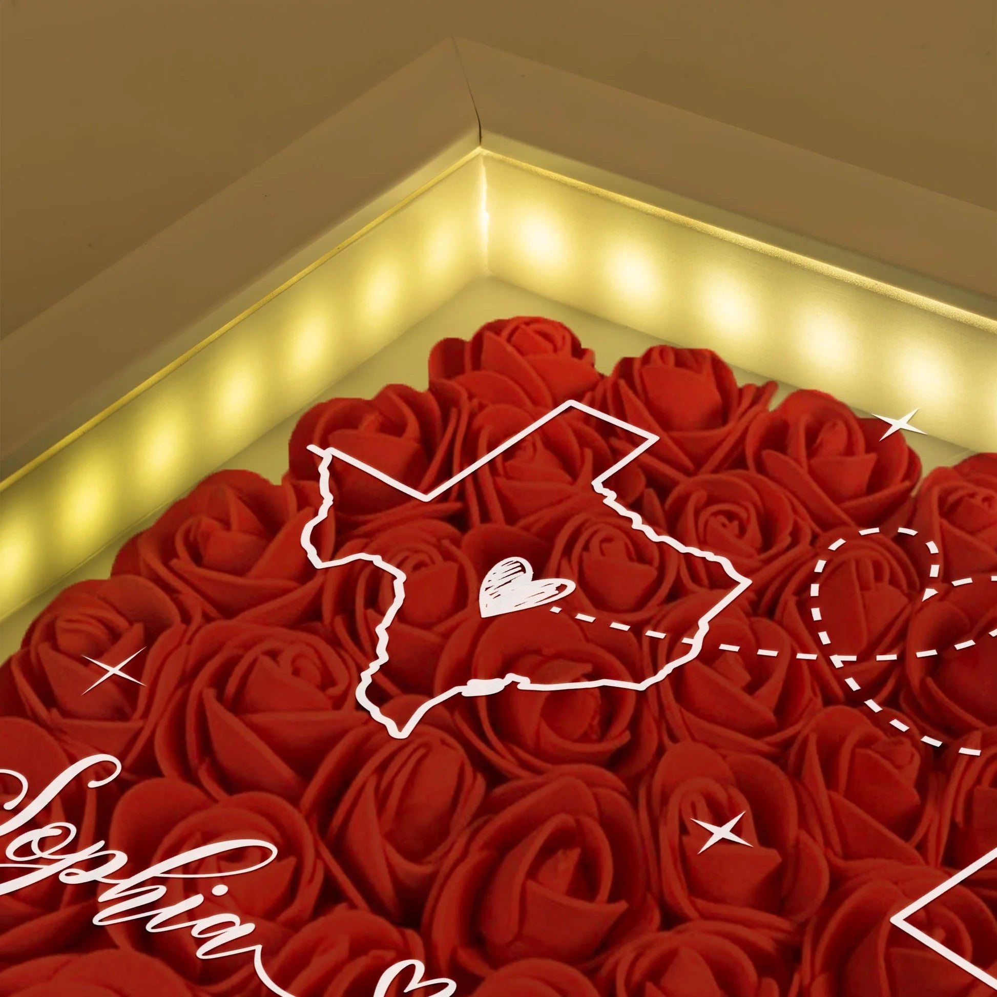 Long Distance Relationship Flower Shadow Box personalization view for Couples