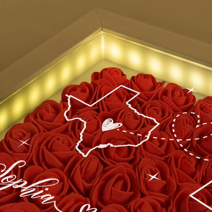 Long Distance Relationship Flower Shadow Box personalization view for Couples