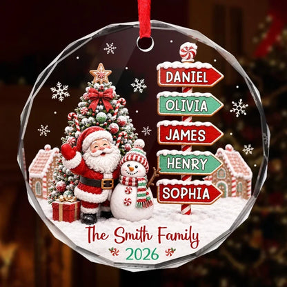 Personalized Family Name Christmas Glass Ornament - Custom Keepsake Gift for Mom Dad