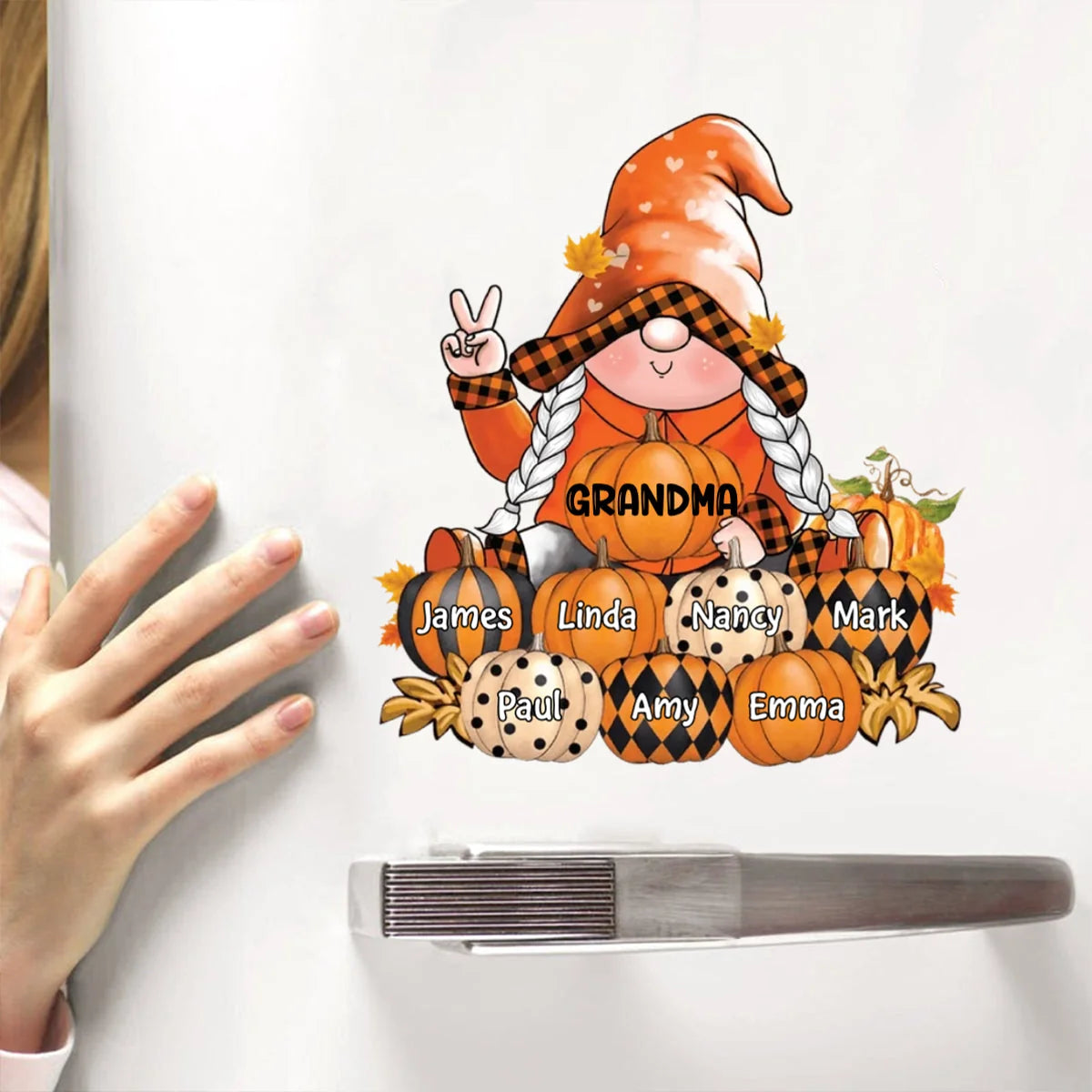 Nana's Pumpkins Personalized Fall Decal - Custom Grandkids Gnome Sticker for Grandma