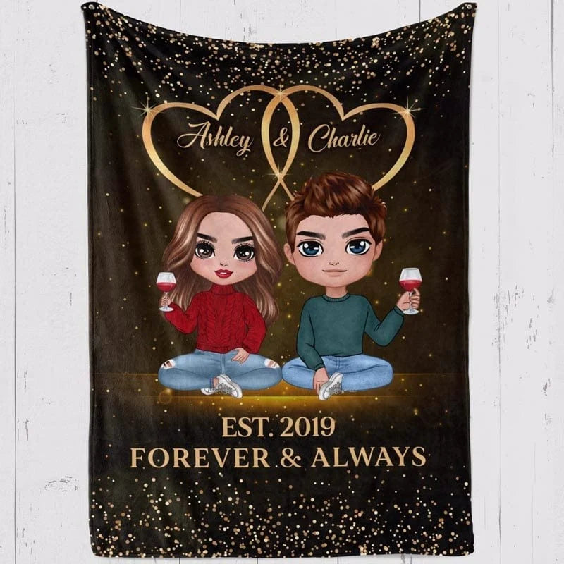 Forever & Always Personalized Couple Blanket - Anniversary Gift for Husband & Wife