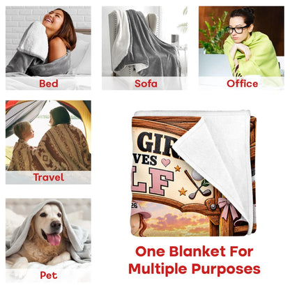 Just A Girl Who Loves Golf Blanket, Personalized Golf Blanket,Custom Name Golf Gift, Gift for Golf Na02 Hv01 KL07