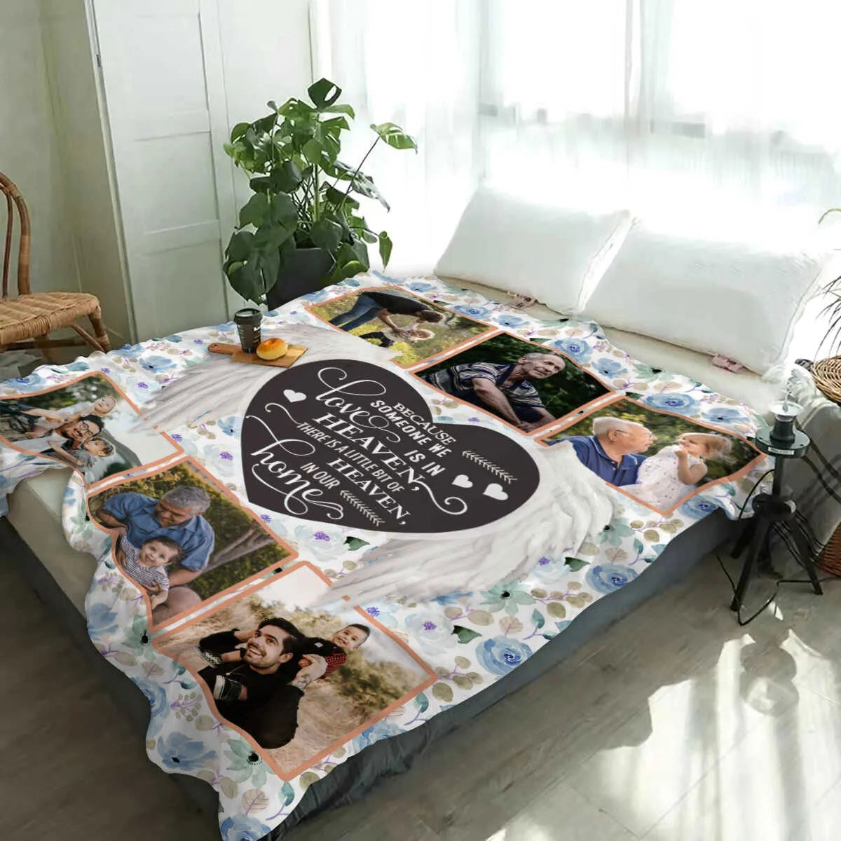 Because Someone We Love Is in Heaven - Personalized Memorial Blanket for Grieving Family