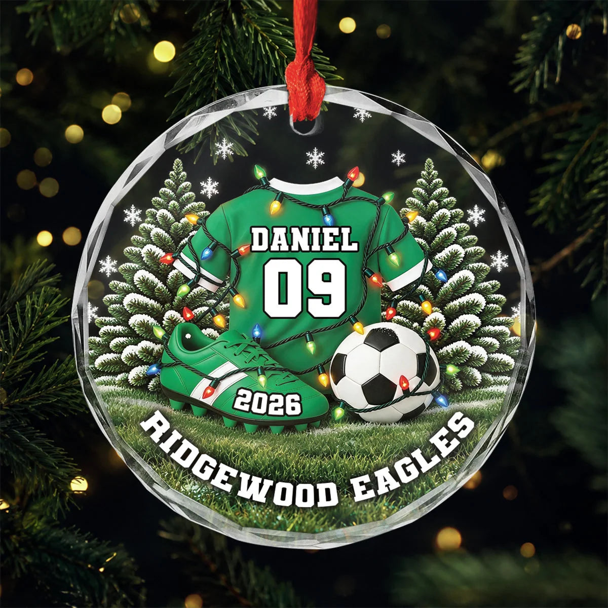 Soccer Jersey Personalized Glass Ornament - Christmas Tree Keepsake for Youth Players
