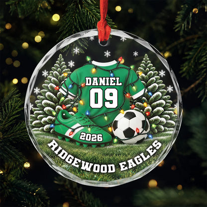 Soccer Jersey Personalized Glass Ornament - Christmas Tree Keepsake for Youth Players