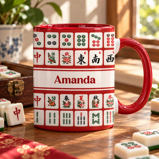 Personalized Ceramic Mahjong Mug - Game Night Birthday Gift for Mahjong Players