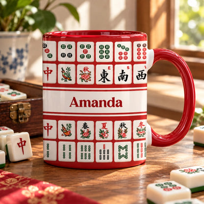 Personalized Ceramic Mahjong Mug - Game Night Birthday Gift for Mahjong Players