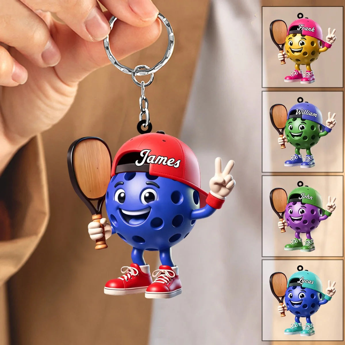 Victory Mascot Personalized Pickleball Acrylic Keychain - Custom Bag Charm for Pickleball Lovers