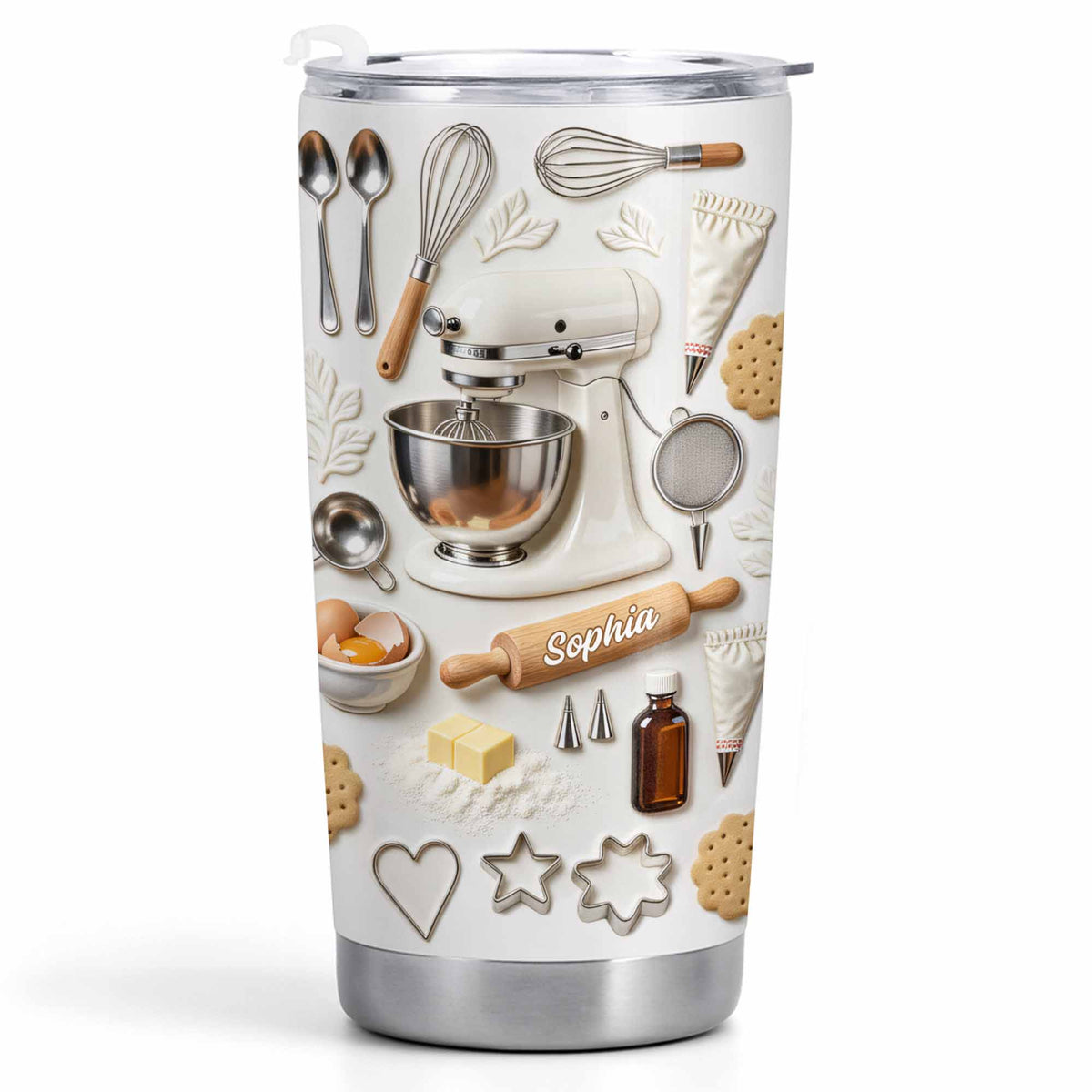 Personalized Baking-Themed Tumbler With Custom Name