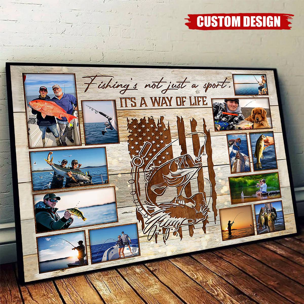 Custom Fishing Photo Collage for Dad with personalized design details for meaningful gifting image 6