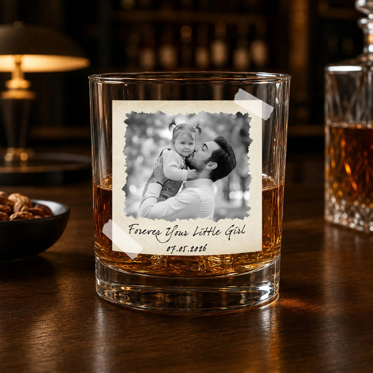 Tumbler material and size view - Personalized Photo Whiskey Glass