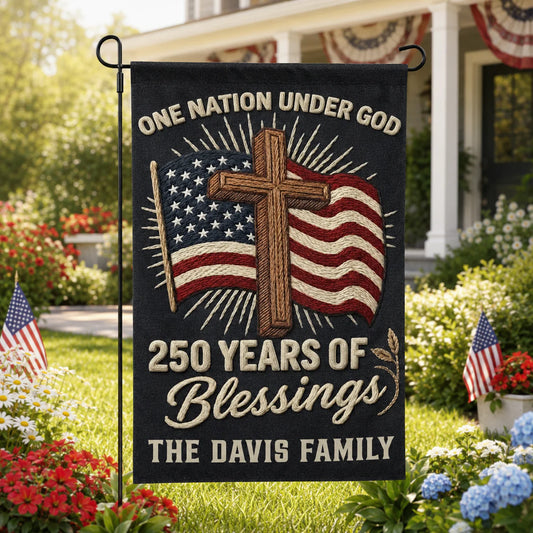 Custom 250 Years Of Blessings Flag for Family with personalized design details for meaningful gifting