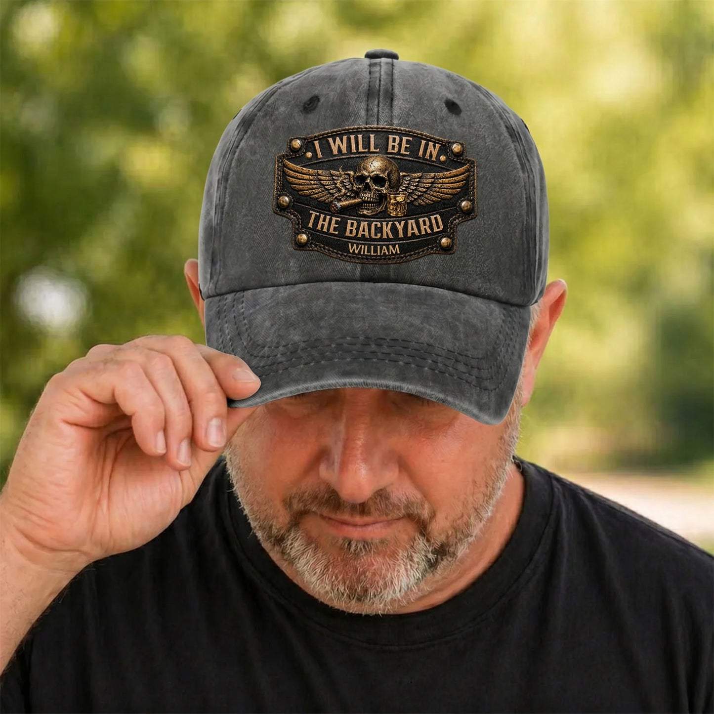 T-Shirt / Hoodie material and size view - Personalized Backyard Dad Hat