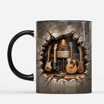 Guitar Studio Mug Personalized Ceramic Coffee Cup - Guitarist Rock Musician Gift for Music Lovers
