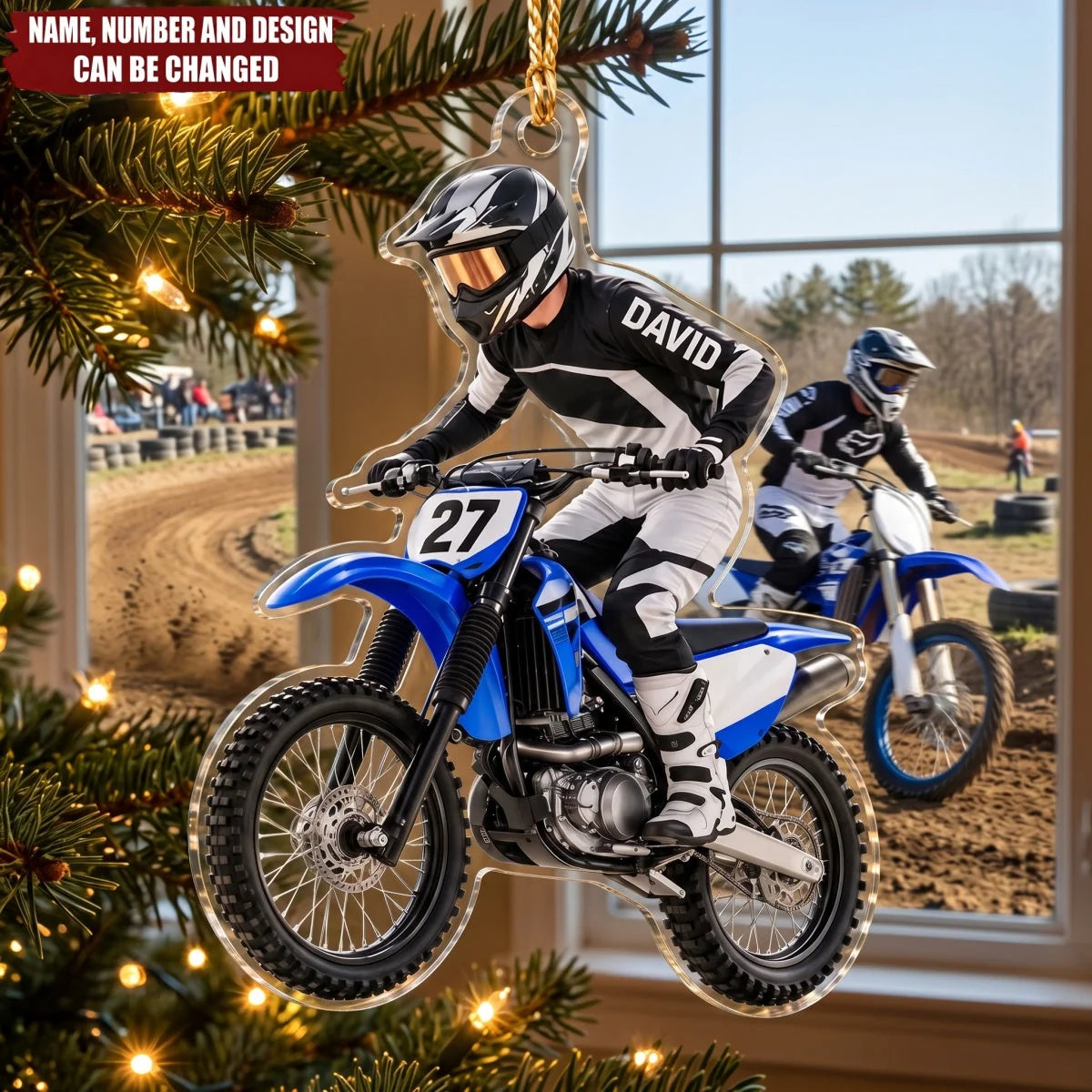 Personalized Motocross Acrylic Ornament - Custom Dirt Bike Rider Keepsake Gift for Bikers