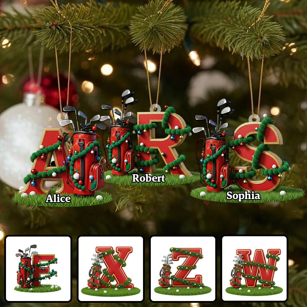 Personalized Golf Ornament - Custom Name Letter Holiday Keepsake for Golfers