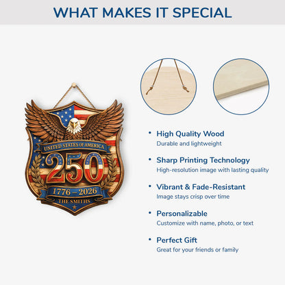 Wood Sign material and size view - Personalized 4Th Of July Wood Sign