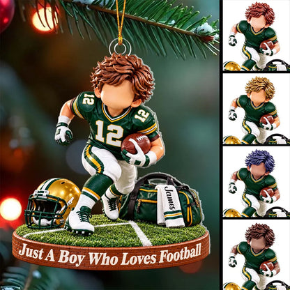 "Just A Boy Who Loves Football" Personalized Acrylic Ornament - Christmas Gift for Football Players