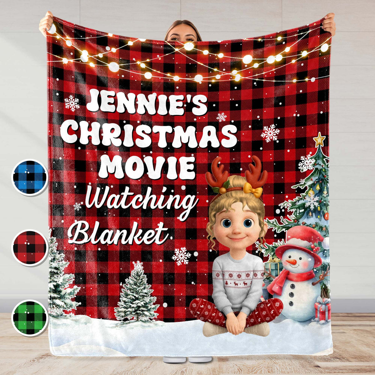 Christmas Movie Watching Blanket With Festive Characters