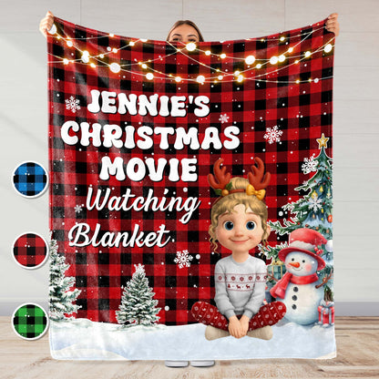 Christmas Movie Watching Blanket With Festive Characters