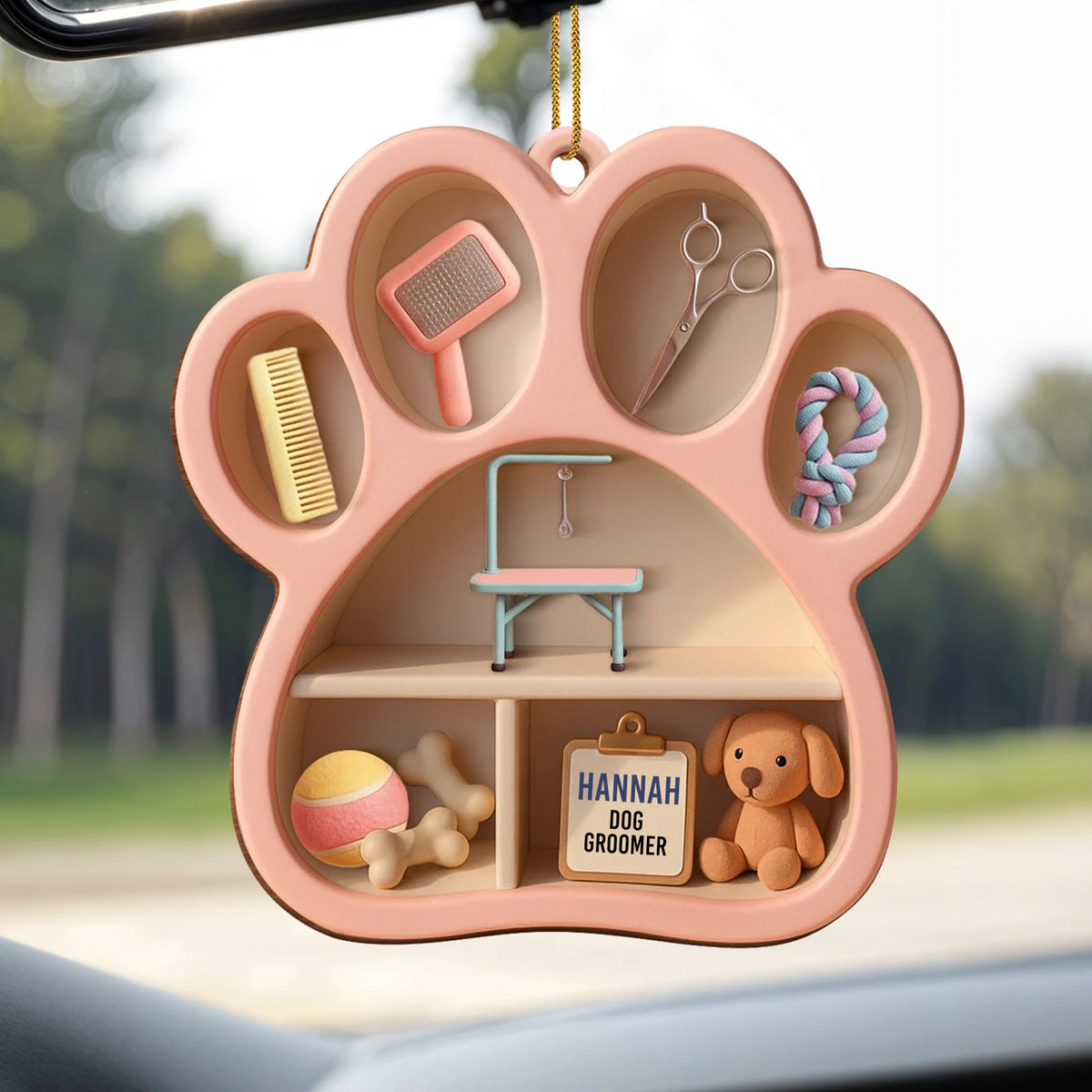 Hannah Dog Groomer Paw And Grooming Tools Ornament