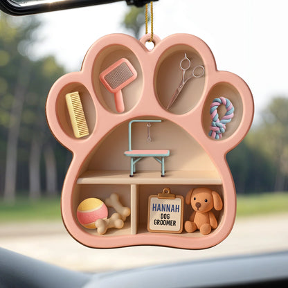 Hannah Dog Groomer Paw And Grooming Tools Ornament