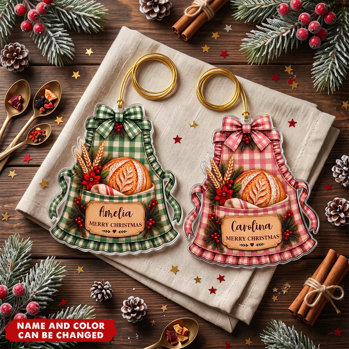 Custom Sourdough Baker Apron Acrylic Ornament - Personalized Baking Keepsake Gift for Sourdough Lovers