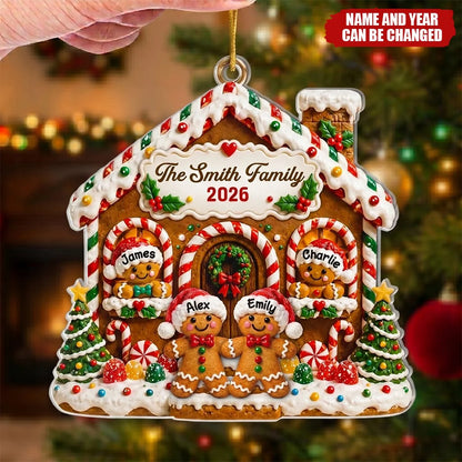 Personalized Gingerbread Family Ornament - Custom Christmas Acrylic Keepsake Gift for Mom & Dad